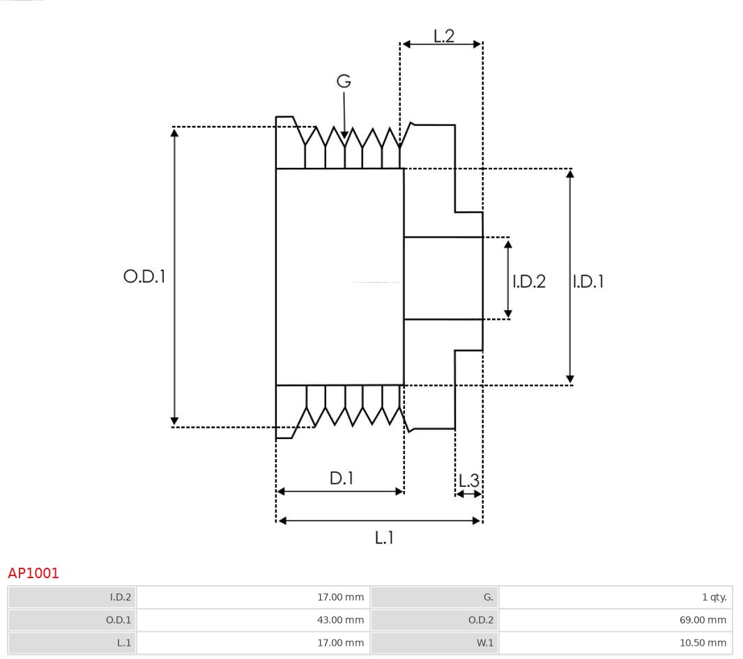 AUTOSTARTER ASTAP1001 Szabadonfutós ékszíjtárcsa