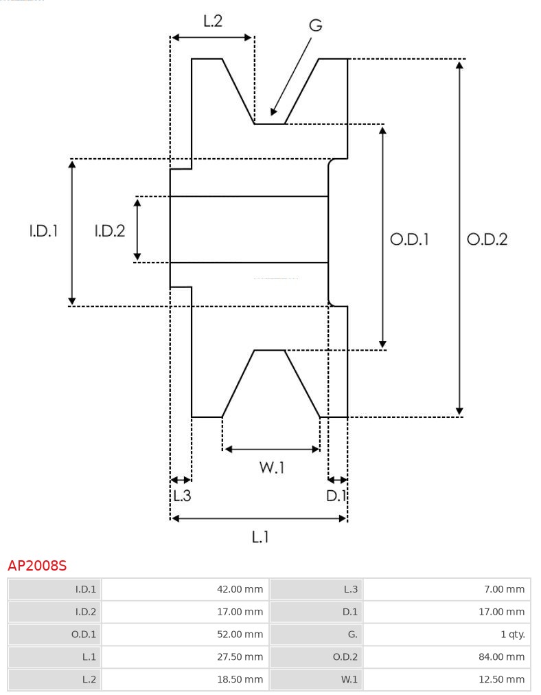 AUTOSTARTER ASTAP2008S Szabadonfutós ékszíjtárcsa