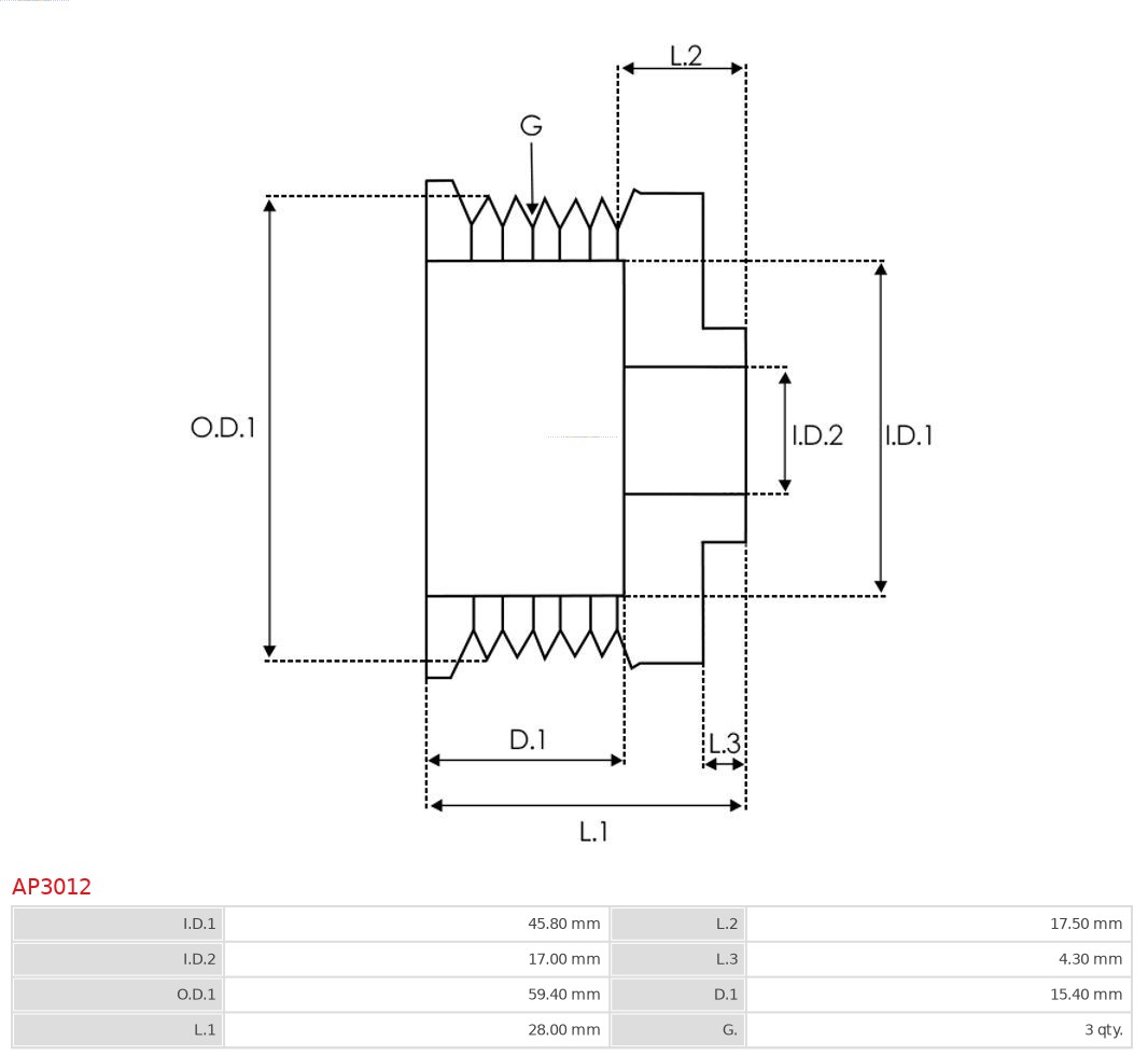 AUTOSTARTER ASPAP3012 szíjtárcsa, generátor