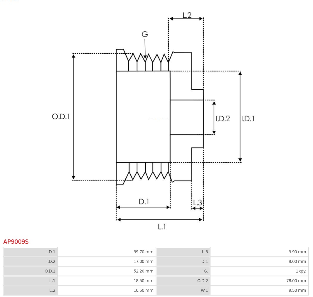 AUTOSTARTER AP9009S KOŁO PASOWE ALTERNATORA