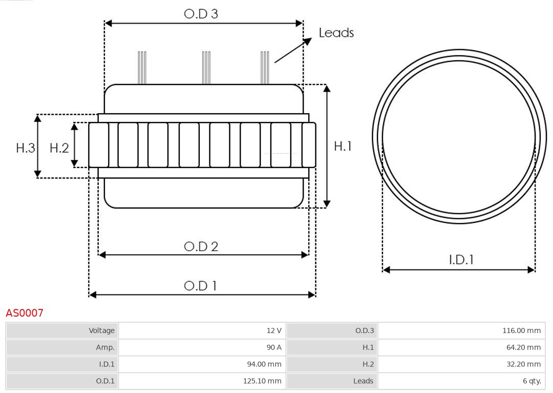 AUTOSTARTER ASPAS0007 állórész, generátor