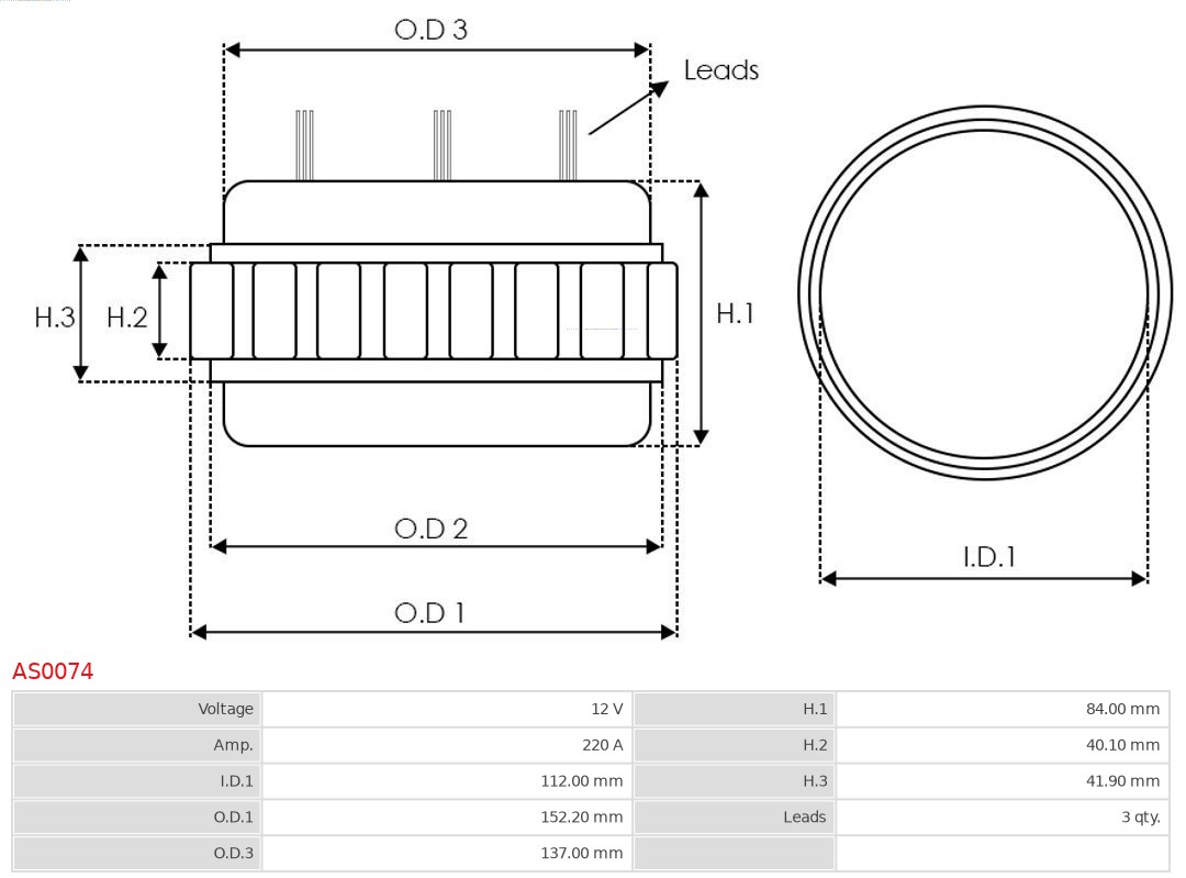 AUTOSTARTER AS0074 UZWOJENIE ALTERNATORA