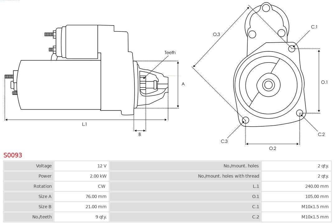 AUTOSTARTER S0093 Önindító