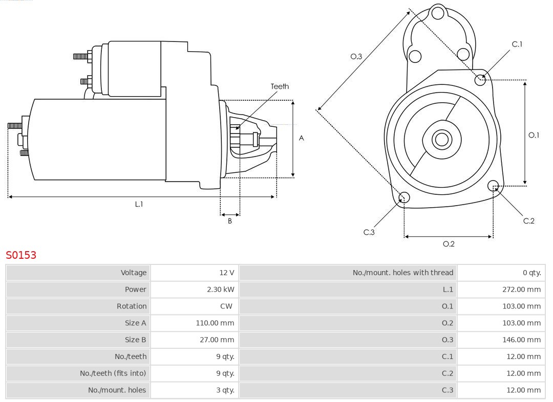 AUTOSTARTER S0153 Önindító