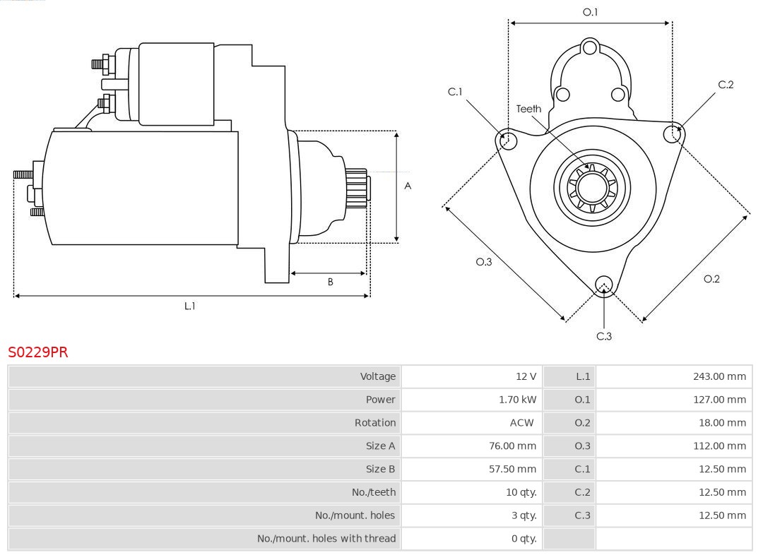 AUTOSTARTER  Alkatrész s0229pr