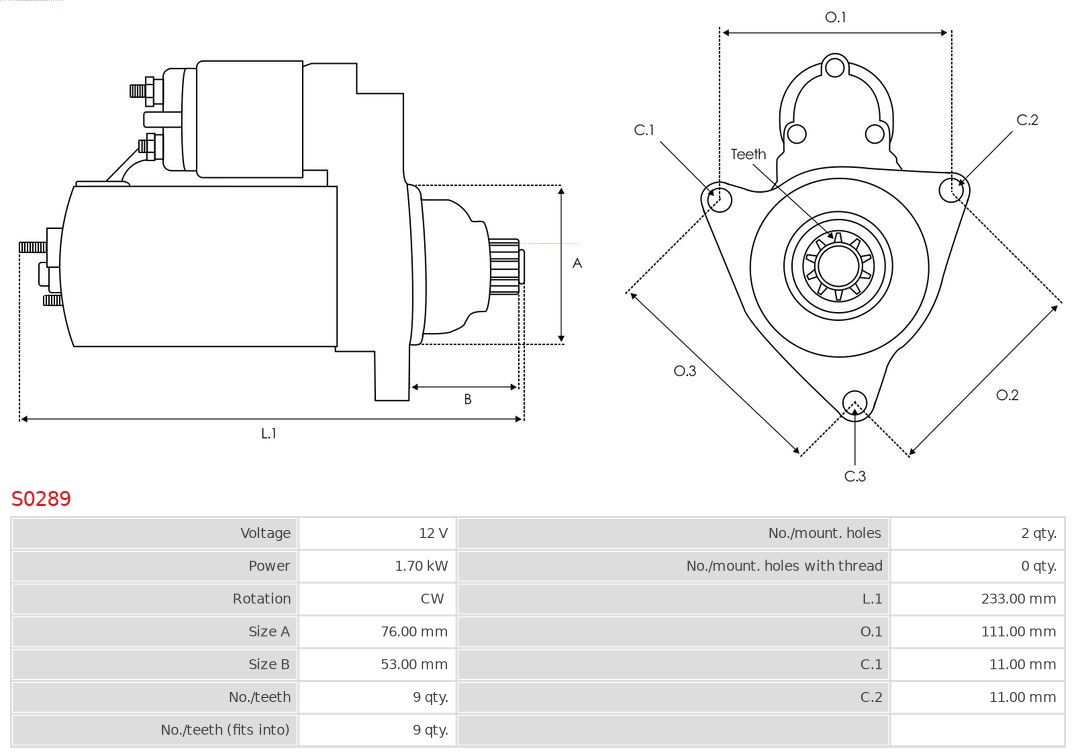 AUTOSTARTER S0289 Önindító