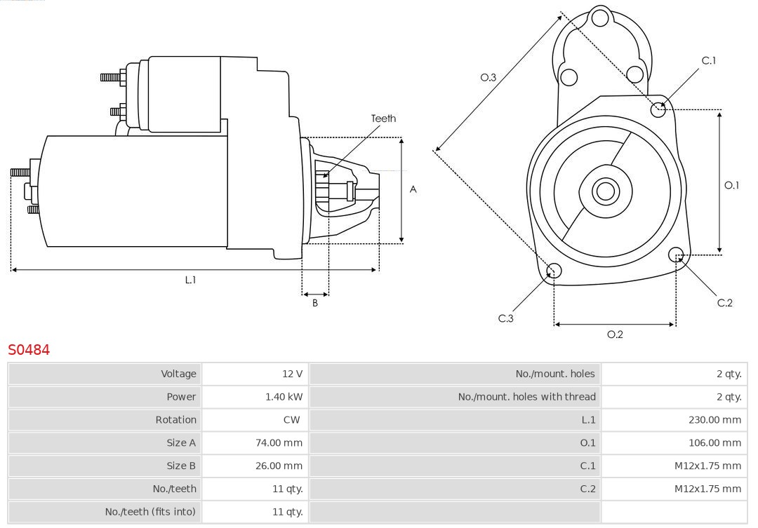 AUTOSTARTER S0484 Önindító