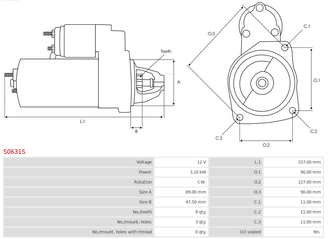 AUTOSTARTER ASPS0631S önindító