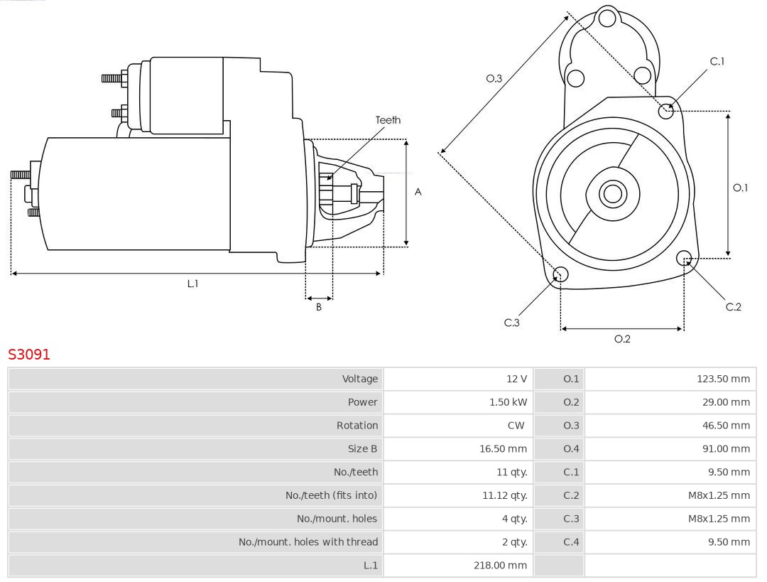 AUTOSTARTER S3091 Önindító