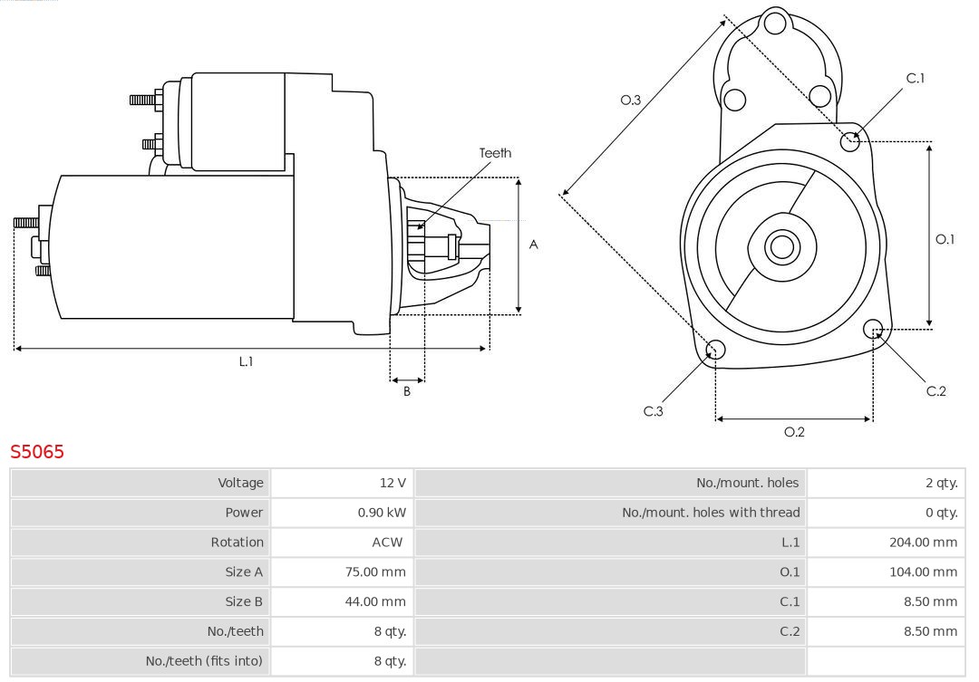 AUTOSTARTER ASTS5065 Önindító