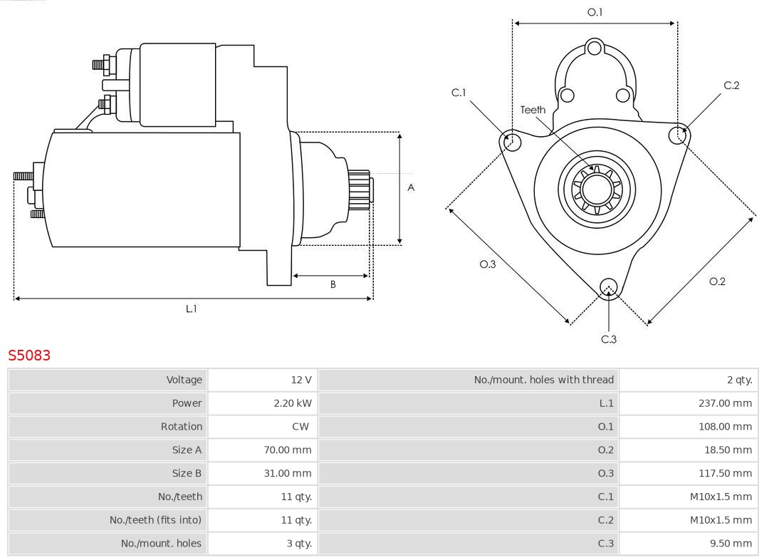 AUTOSTARTER S5083 Önindító