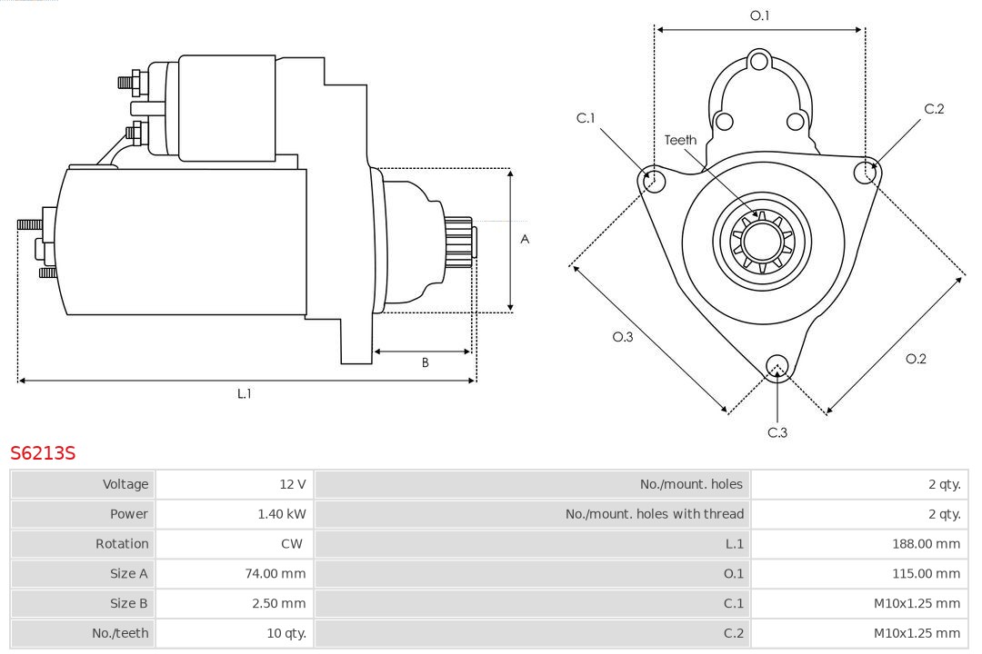 AUTOSTARTER 545 506 S6213S - Önindító