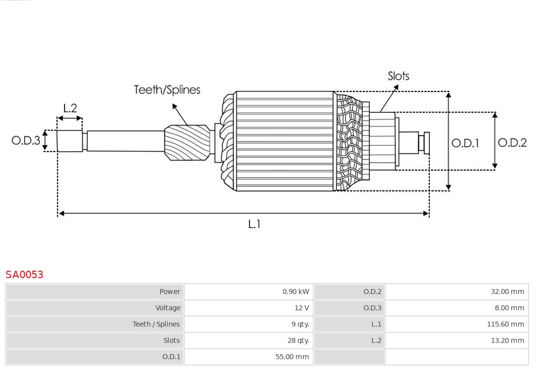 AUTOSTARTER ASTSA0053 Állórész, önindító