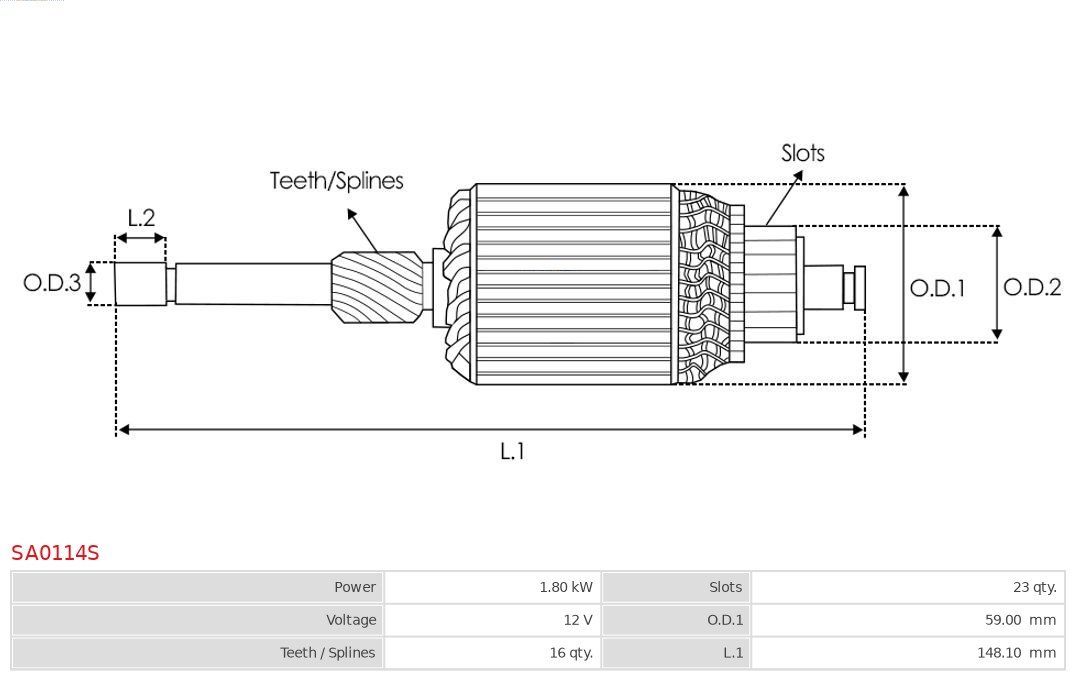 AUTOSTARTER SA0114S állórész, önindító