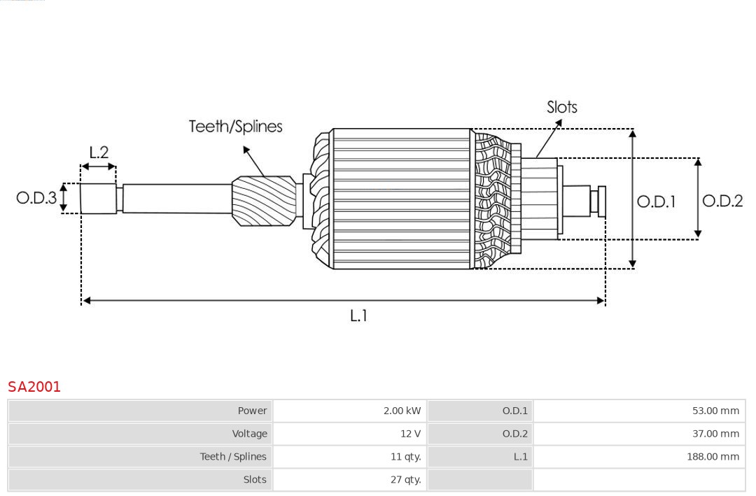 AUTOSTARTER ASPSA2001 állórész, önindító
