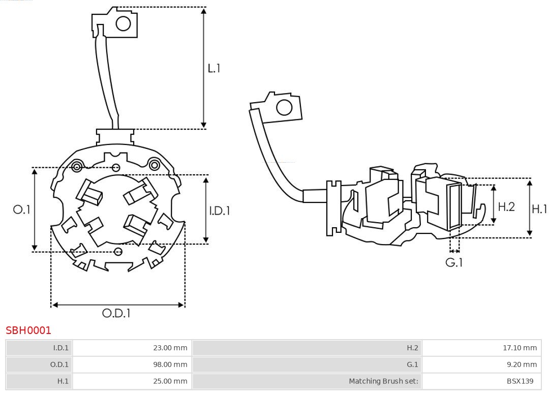 AUTOSTARTER SBH0001 TARTÓ, SZÉNKEFE