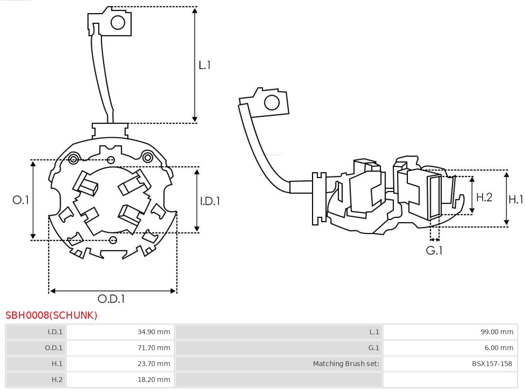 AUTOSTARTER SBH0008(SCHUNK) TARTÓ, SZÉNKEFE