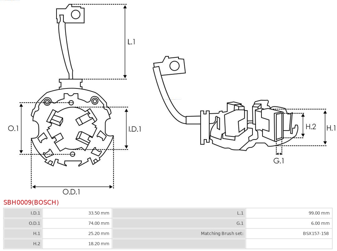 AUTOSTARTER SBH0009(BOSCH) TARTÓ, SZÉNKEFE