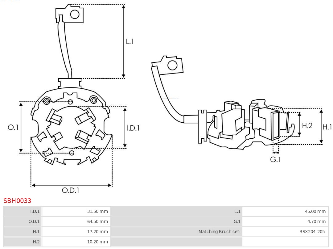 AUTOSTARTER SBH0033 TARTÓ, SZÉNKEFE