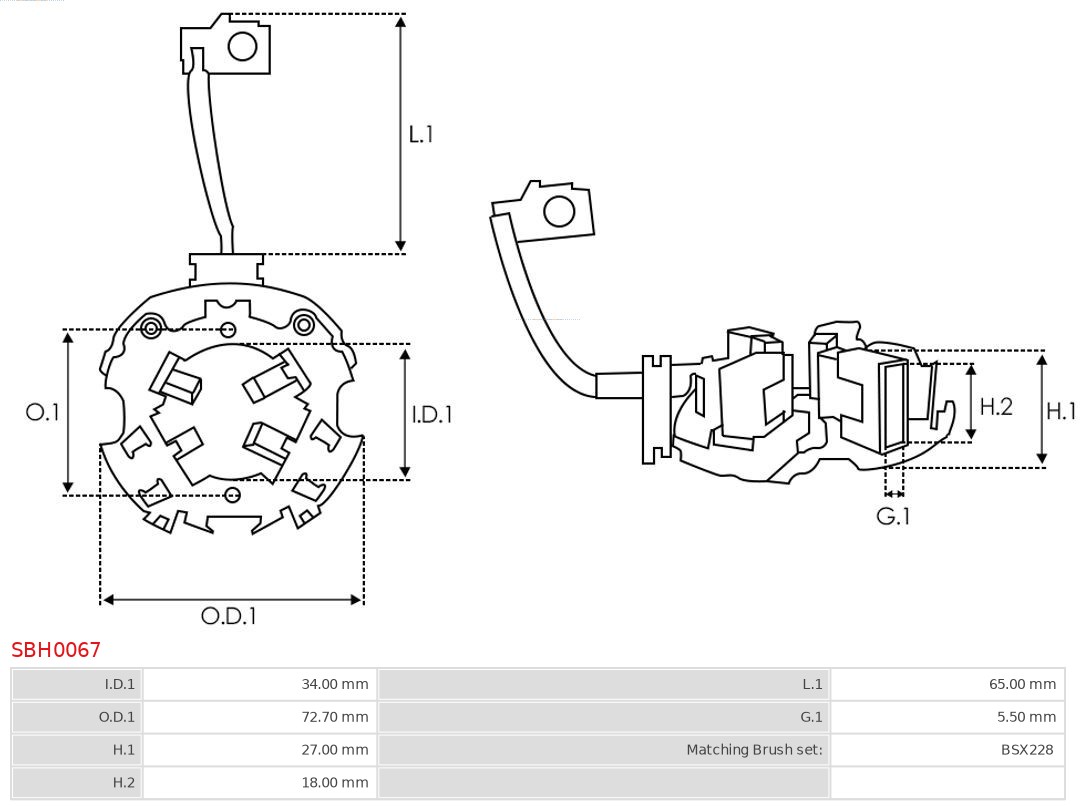 AUTOSTARTER SBH0067 TARTÓ, SZÉNKEFE