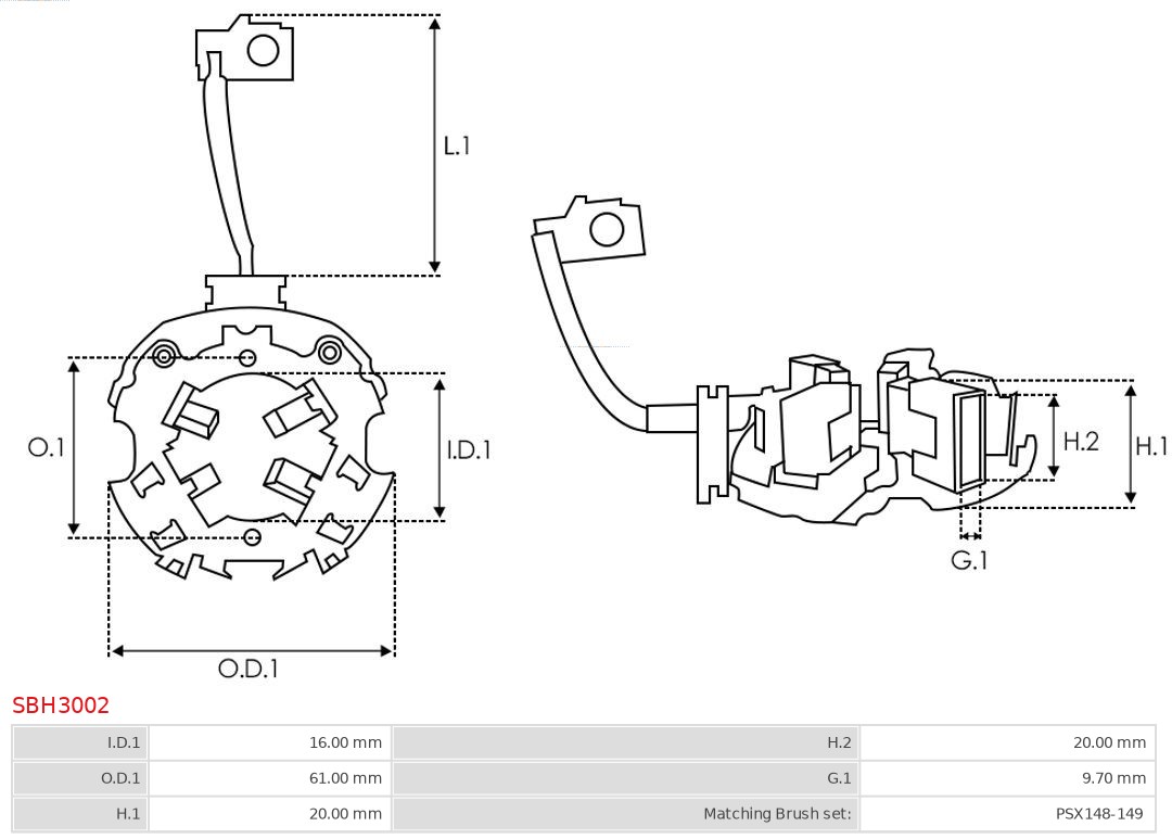 AUTOSTARTER SBH3002 TARTÓ, SZÉNKEFE