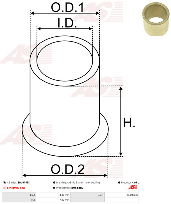 AUTOSTARTER SBU9152S persely,önindítótengely