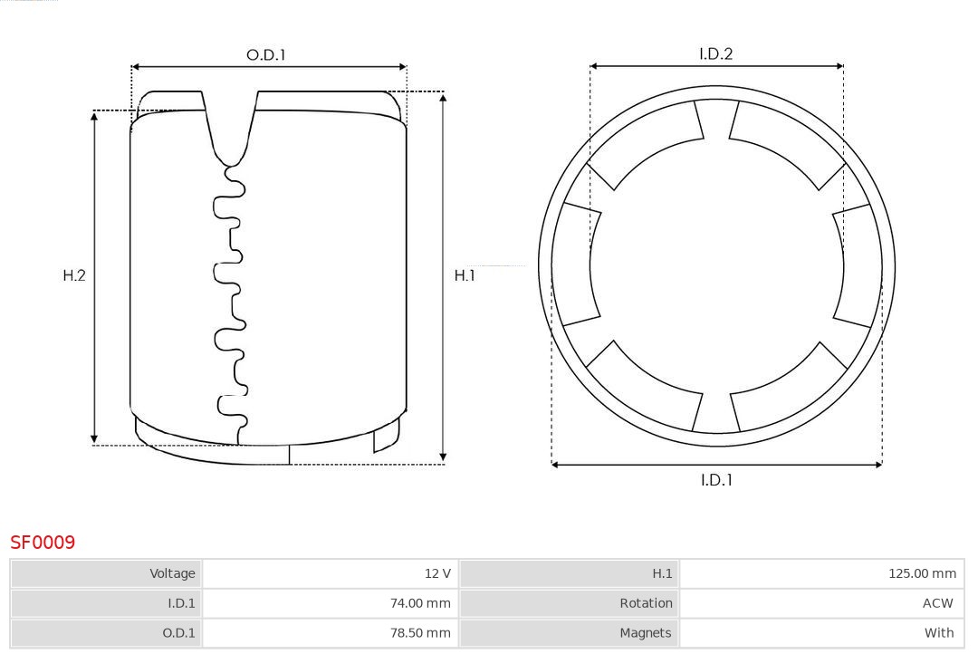 AUTOSTARTER ASTSF0009 Gerjesztőtekercs, önindító