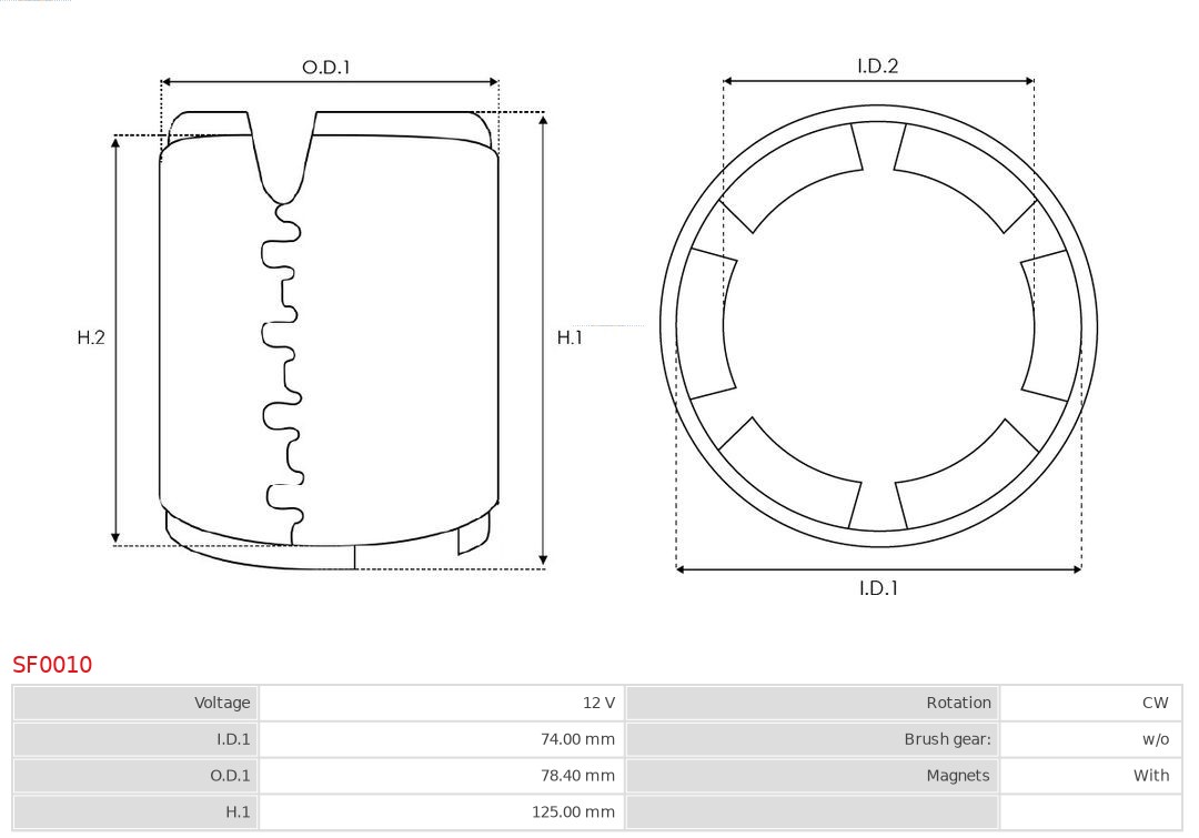 AUTOSTARTER ASTSF0010 Gerjesztőtekercs, önindító