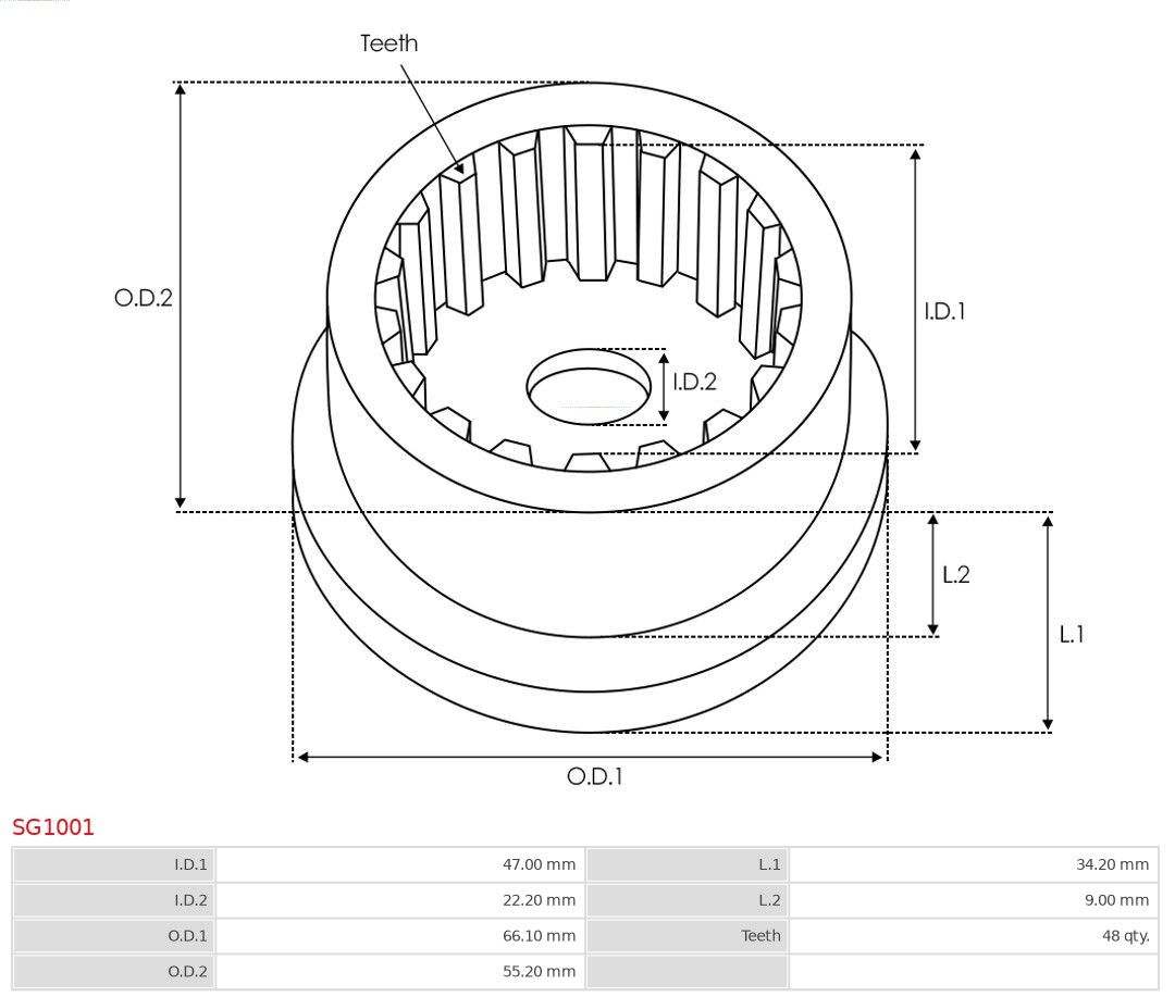 AUTOSTARTER SG1001 KOSZORÚS KERÉK, BOLYGÓMŰ (ÖNINDÍTÓ)