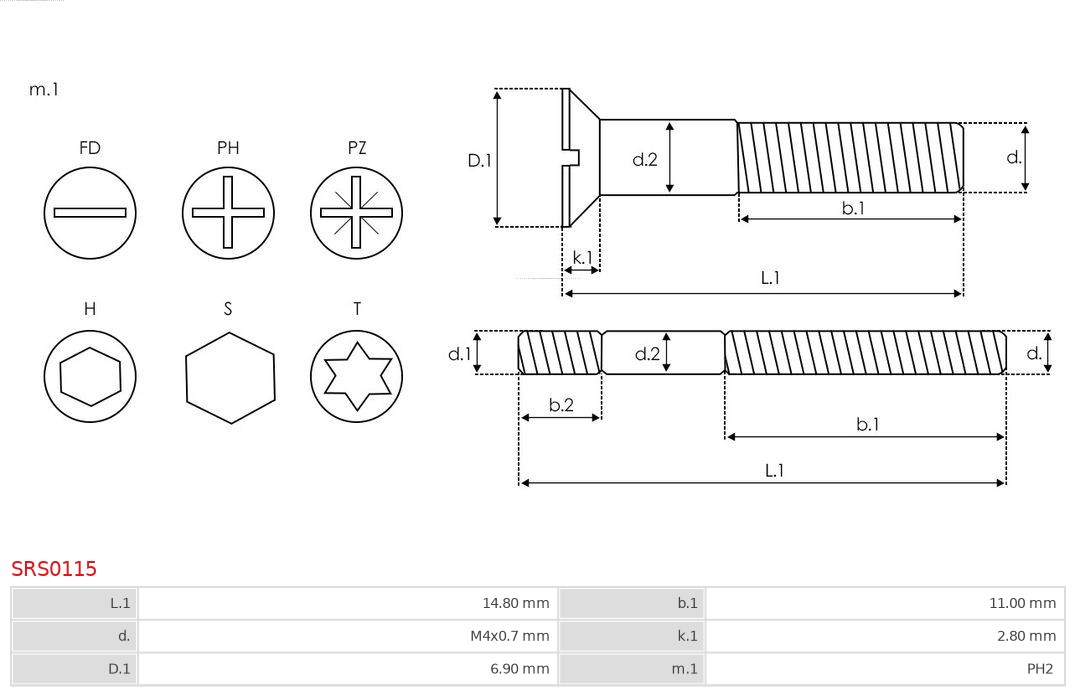 AUTOSTARTER SRS0115 Csavar  SZCZOTKOTRZ. ROZR.