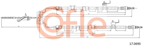 COFLE COF 17.0690 Kézifék bowden, kézifék kötél